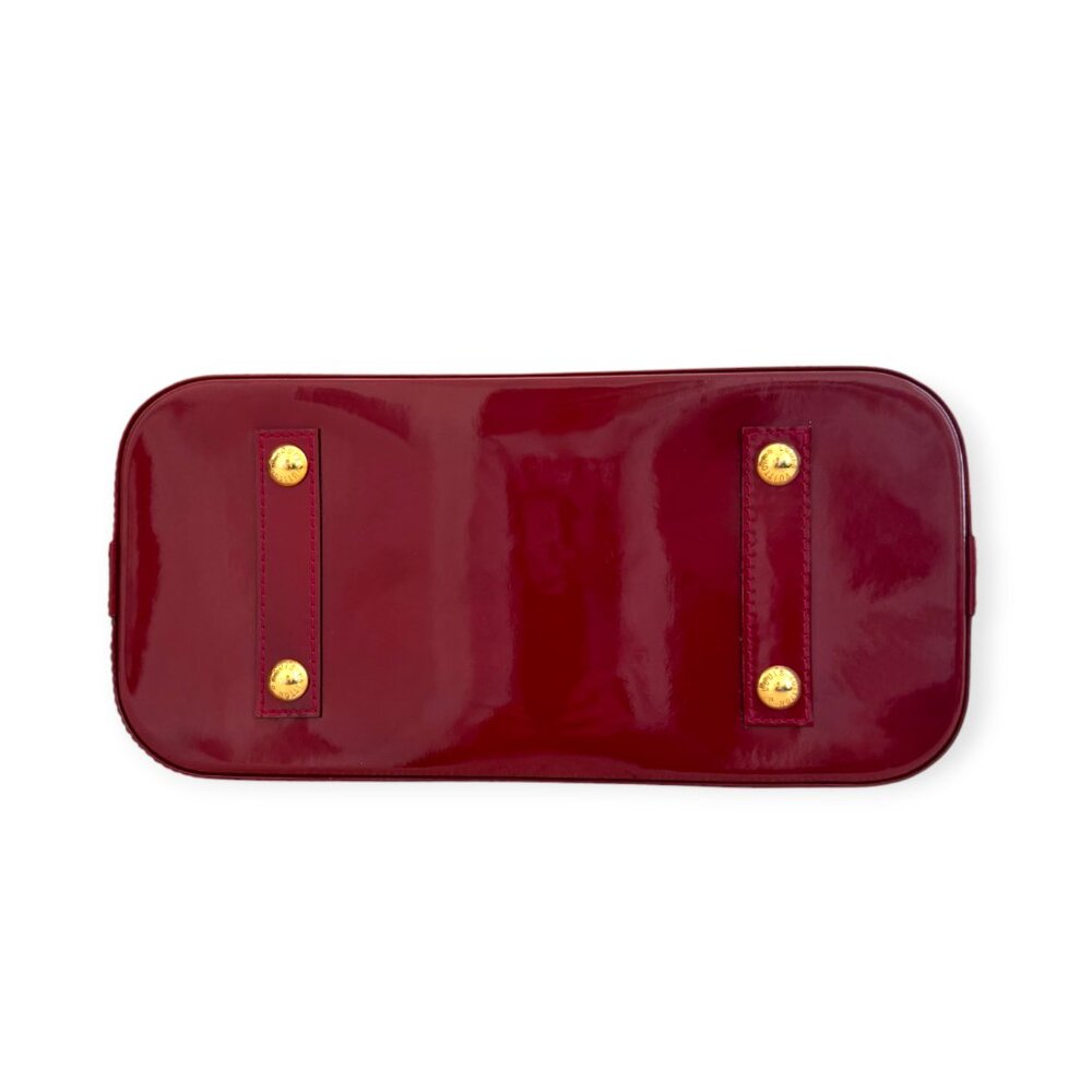Authentic Dark Red Louis Vuitton Vernis Alma PM Pomme D’Amour Bag - Picture 5 of 15